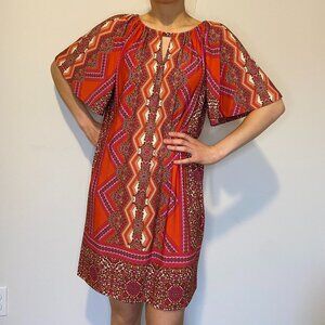 Chico's Y2K Vibrant Shift Dress - Pink, Orange, & Brown